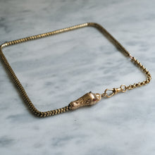 Load image into Gallery viewer, Antique Victorian 10K Rose Gold Garnet Snake Watch Chain