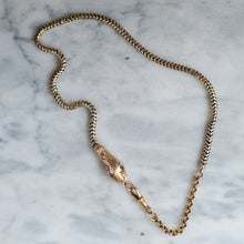 Load image into Gallery viewer, Antique Victorian 10K Rose Gold Garnet Snake Watch Chain