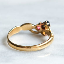 Load image into Gallery viewer, Art Nouveau 18K Yellow Gold Diamond, Ruby, Sapphire Clover and Pearl Trefoil Ring