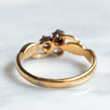 Load image into Gallery viewer, Art Nouveau 18K Yellow Gold Diamond, Ruby, Sapphire Clover and Pearl Trefoil Ring