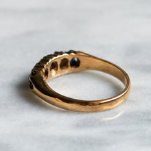 Load image into Gallery viewer, Victorian 9K Yellow Gold Sapphire Diamond Boat Ring