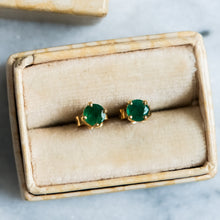 Load image into Gallery viewer, Vintage Emerald Stud Earrings (Dark)
