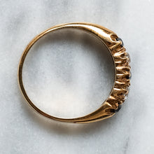 Load image into Gallery viewer, Victorian 9K Yellow Gold Sapphire Diamond Boat Ring