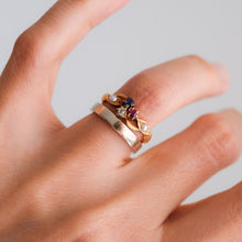 Load image into Gallery viewer, Art Nouveau 18K Yellow Gold Diamond, Ruby, Sapphire Clover and Pearl Trefoil Ring