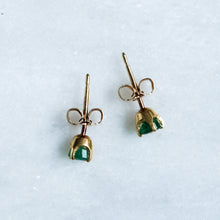 Load image into Gallery viewer, Vintage Emerald Stud Earrings (Dark)