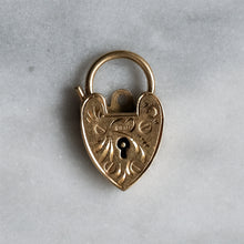 Load image into Gallery viewer, Vintage 9K Rose Gold Engraved Small Heart Padlock Locket