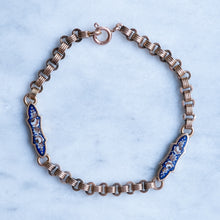 Load image into Gallery viewer, Antique Victorian/Napoleon III Bracelet with Decorative Enamel Floral Plaque Links