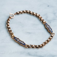 Load image into Gallery viewer, Antique Victorian/Napoleon III Bracelet with Decorative Enamel Floral Plaque Links