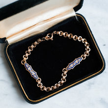 Load image into Gallery viewer, Antique Victorian/Napoleon III Bracelet with Decorative Enamel Floral Plaque Links