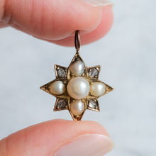 Load image into Gallery viewer, Antique Pearl and Rose-Cut Diamond Celestial Star Pendant