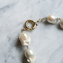 Load image into Gallery viewer, Vintage 18K Yellow Gold Baroque Freshwater Pearl Diamond Necklace