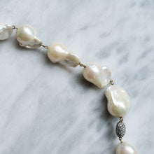 Load image into Gallery viewer, Vintage 18K Yellow Gold Baroque Freshwater Pearl Diamond Necklace