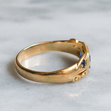 Load image into Gallery viewer, Victorian 18K Yellow Gold Sapphire Diamond Boat Ring