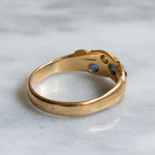 Load image into Gallery viewer, Victorian 18K Yellow Gold Sapphire Diamond Boat Ring
