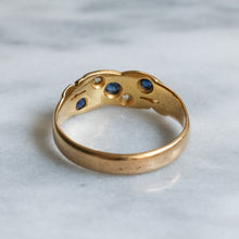 Load image into Gallery viewer, Victorian 18K Yellow Gold Sapphire Diamond Boat Ring
