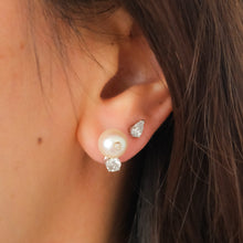 Load image into Gallery viewer, Antique Cultured Pearl and Old Cut Diamond Stud Earrings