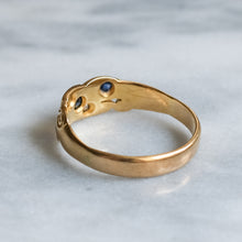 Load image into Gallery viewer, Victorian 18K Yellow Gold Sapphire Diamond Boat Ring