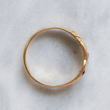 Load image into Gallery viewer, Victorian 18K Yellow Gold Sapphire Diamond Boat Ring