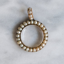 Load image into Gallery viewer, Georgian 10K Rose Gold and Pearl Halo Crystal Locket Pendant