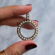 Load image into Gallery viewer, Georgian 10K Rose Gold and Pearl Halo Crystal Locket Pendant