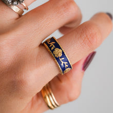 Load image into Gallery viewer, Blue Enamel "Jericho" ring by Ursula Heinicke