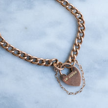 Load image into Gallery viewer, Antique 7 Inch Curb-Link Bracelet with attached Padlock