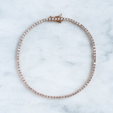 Load image into Gallery viewer, Vintage Natural Diamond Tennis Bracelet in 14K Rose Gold, 7″