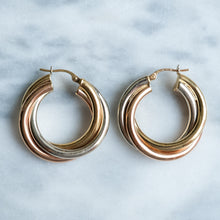 Load image into Gallery viewer, Vintage Tricolour UnoAErre Round Twist Hoop Earrings