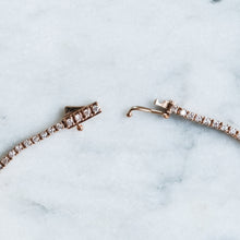Load image into Gallery viewer, Vintage Natural Diamond Tennis Bracelet in 14K Rose Gold, 7″