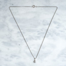 Load image into Gallery viewer, Vintage 14K White Gold Curb-Link Chain with a Transitional-Cut Diamond Solitaire Pendant