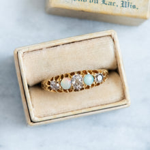 Load image into Gallery viewer, Antique Edwardian Five-Stone Opal Diamond Ring