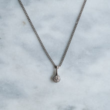 Load image into Gallery viewer, Vintage 14K White Gold Curb-Link Chain with a Transitional-Cut Diamond Solitaire Pendant