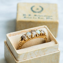 Load image into Gallery viewer, Antique Edwardian Five-Stone Opal Diamond Ring