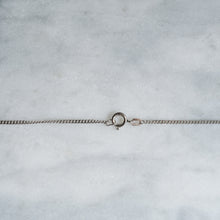 Load image into Gallery viewer, Vintage 14K White Gold Curb-Link Chain with a Transitional-Cut Diamond Solitaire Pendant