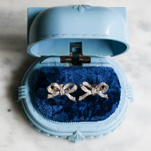 Load image into Gallery viewer, Vintage 18K White Gold Diamond Bow Stud Earrings