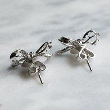Load image into Gallery viewer, Vintage 18K White Gold Diamond Bow Stud Earrings