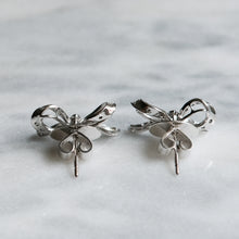 Load image into Gallery viewer, Vintage 18K White Gold Diamond Bow Stud Earrings