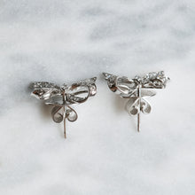 Load image into Gallery viewer, Vintage 18K White Gold Diamond Bow Stud Earrings