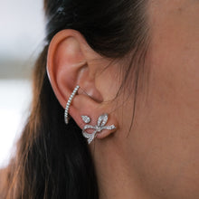 Load image into Gallery viewer, Vintage 18K White Gold Diamond Bow Stud Earrings