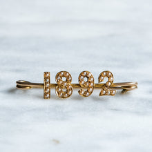 Load image into Gallery viewer, Victorian 18K Yellow Gold Seed Pearl 1892 Jubilee Brooch