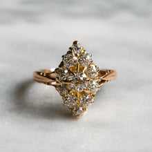 Load image into Gallery viewer, Victorian 14K Yellow Gold Diamond Navette Ring