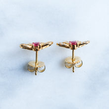Load image into Gallery viewer, Vintage Diamond and Ruby Bow Stud Earrings