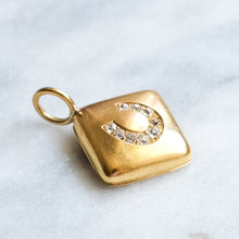 Load image into Gallery viewer, Edwardian 14K Yellow Gold Diamond Horseshoe pendant - A