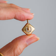 Load image into Gallery viewer, Edwardian 14K Yellow Gold Diamond Horseshoe pendant - A