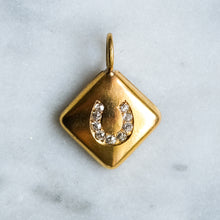 Load image into Gallery viewer, Edwardian 14K Yellow Gold Diamond Horseshoe pendant - B