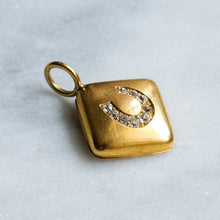 Load image into Gallery viewer, Edwardian 14K Yellow Gold Diamond Horseshoe pendant - B