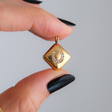 Load image into Gallery viewer, Edwardian 14K Yellow Gold Diamond Horseshoe pendant - B