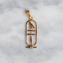 Load image into Gallery viewer, Vintage 18K Yellow Gold Egyptian Cartouche Hieroglyph Pendant