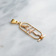 Load image into Gallery viewer, Vintage 18K Yellow Gold Egyptian Cartouche Hieroglyph Pendant