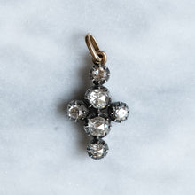 Load image into Gallery viewer, Antique Late Georgian 14K Gold and Silver Dutch Rose-Cut Diamonds Cross Pendant